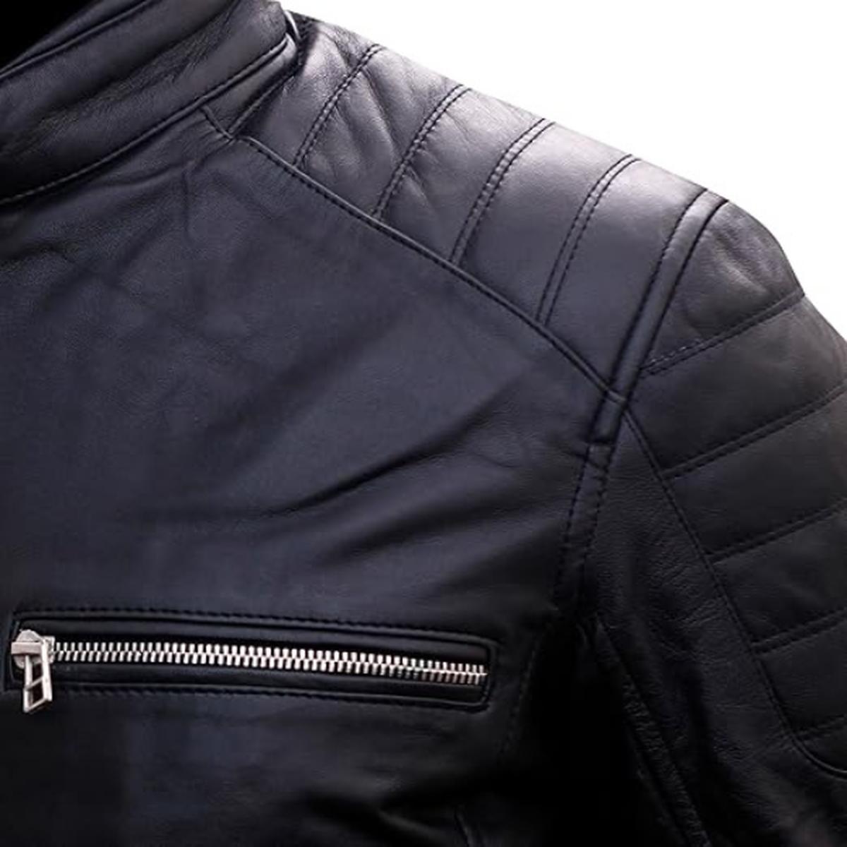 Giacca in pelle nera da uomo in stile Cafe Racer