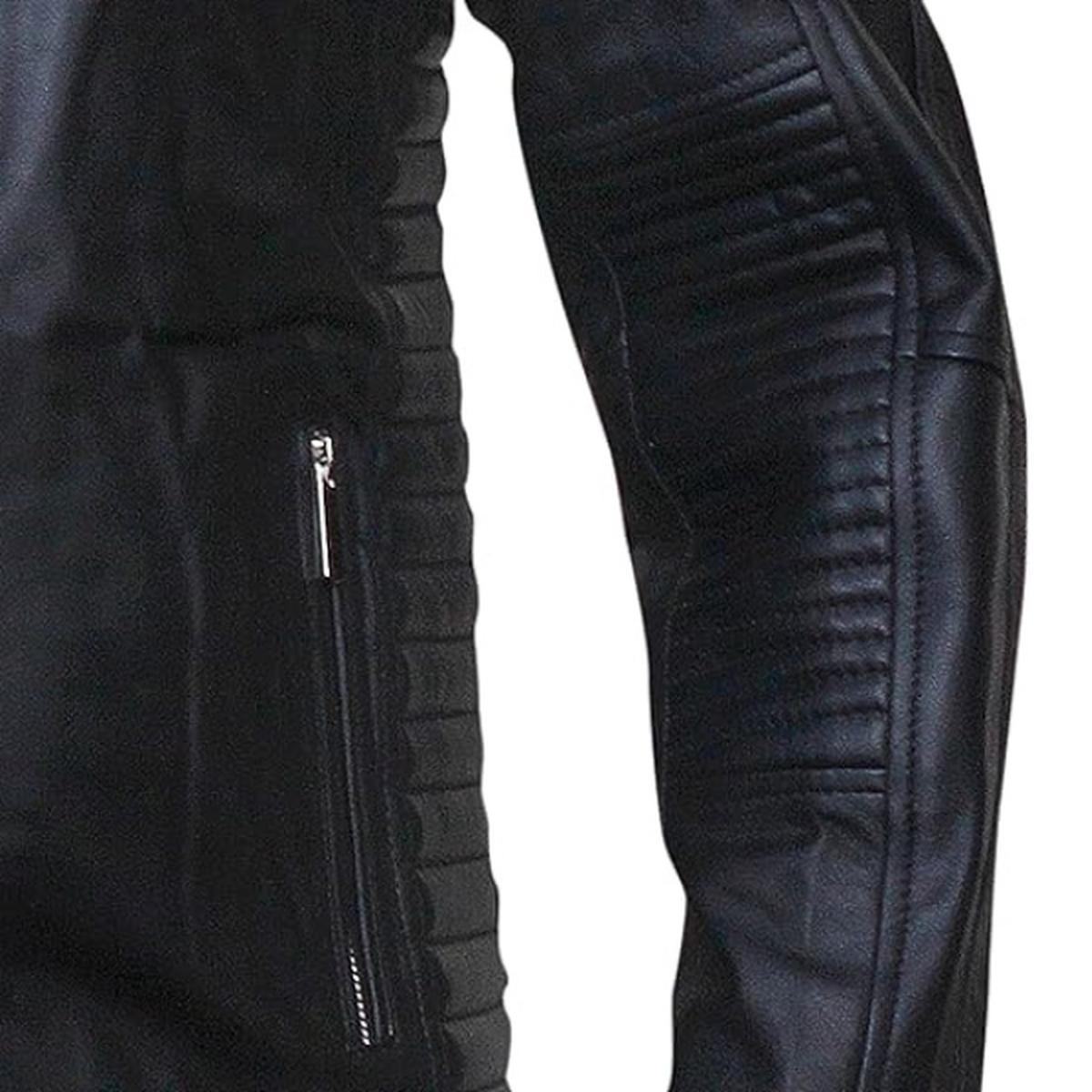 Giacca in pelle nera da uomo Cafe Racer