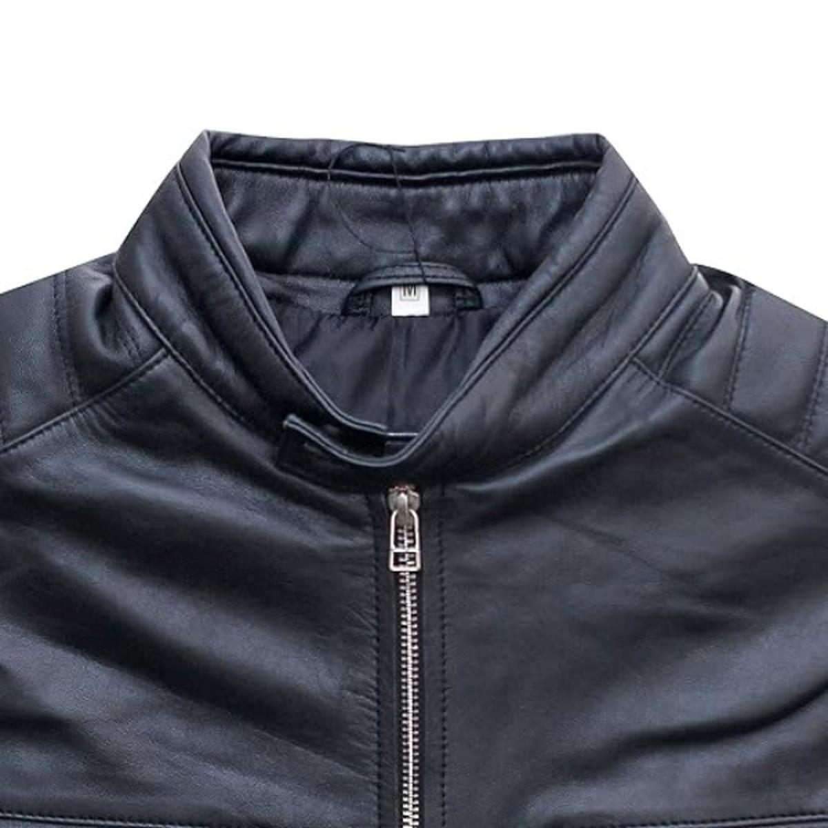 Giacca in pelle nera da uomo in stile Cafe Racer