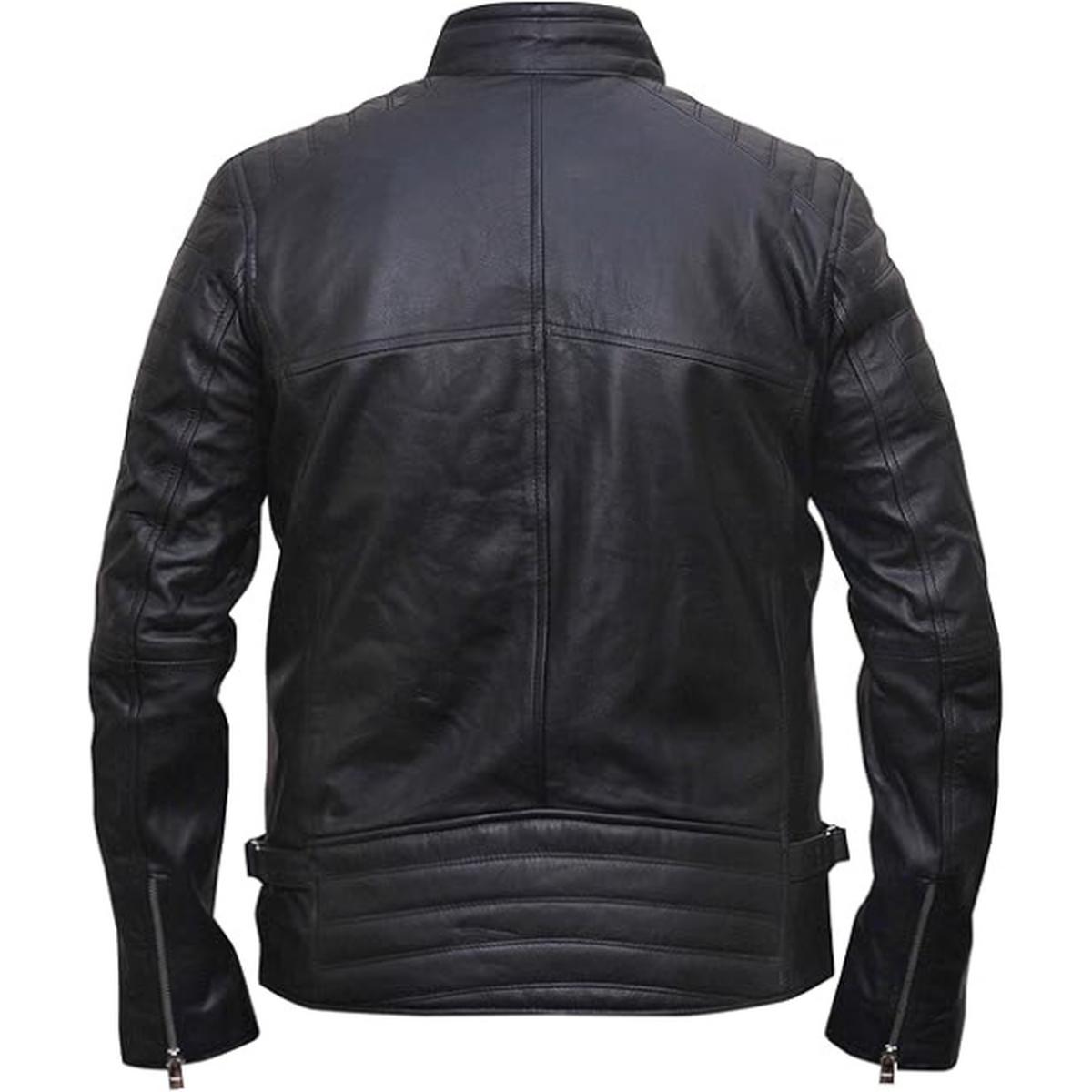 Giacca in pelle nera da uomo in stile Cafe Racer