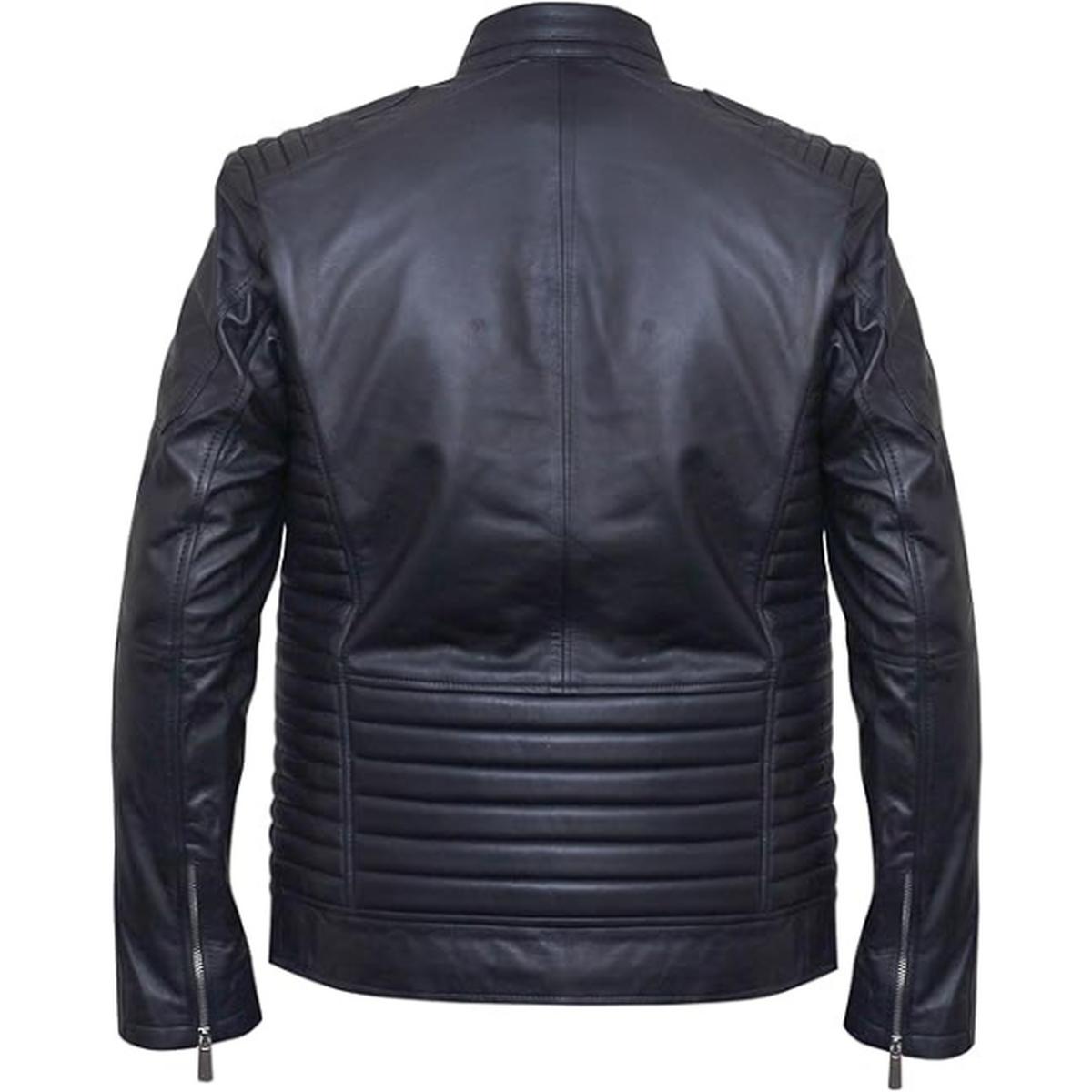 Giacca in pelle nera da uomo Cafe Racer