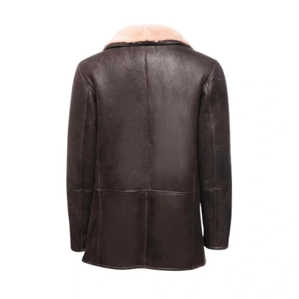 Cappotto da uomo in pelle marrone shearling di Alex