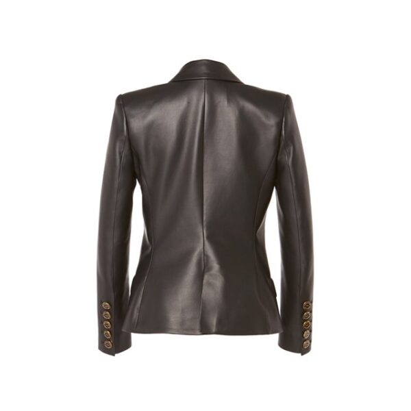 Blazer doppiopetto in pelle con bottoni esotici