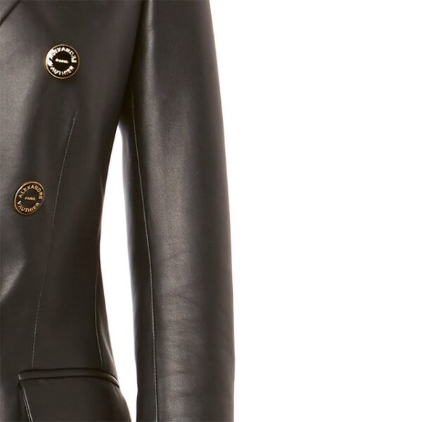 Blazer doppiopetto in pelle con bottoni esotici