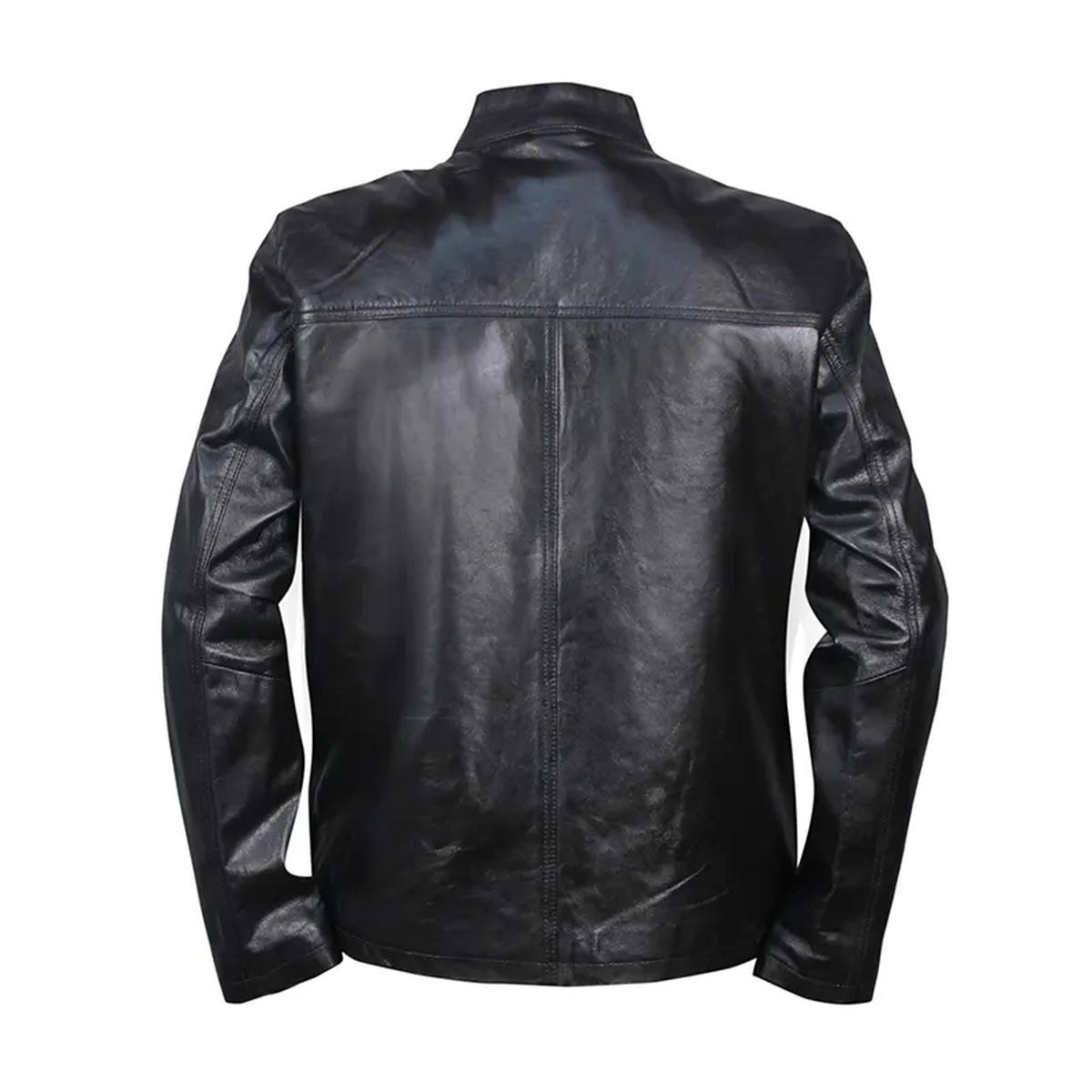 Giacca in pelle nera da uomo Cafe Racer