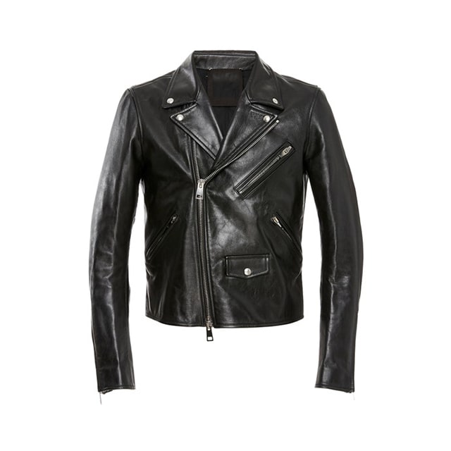 Giacca in pelle nera da motociclista