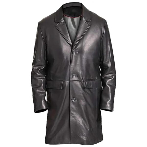 Classico soprabito in vera pelle nera