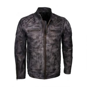 Giacca in pelle di pecora da motociclista David da uomo