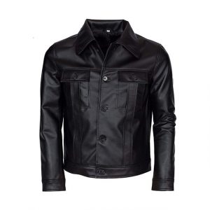 Giacca in vera pelle nera da uomo Elvis Presley