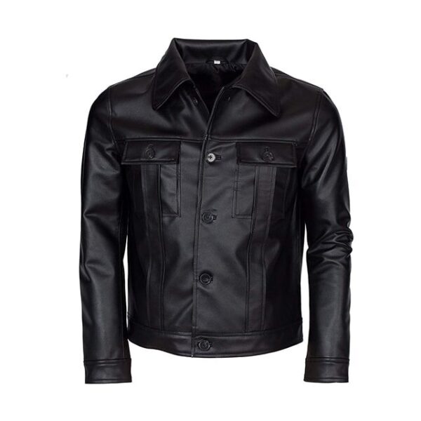Giacca in vera pelle nera da uomo Elvis Presley