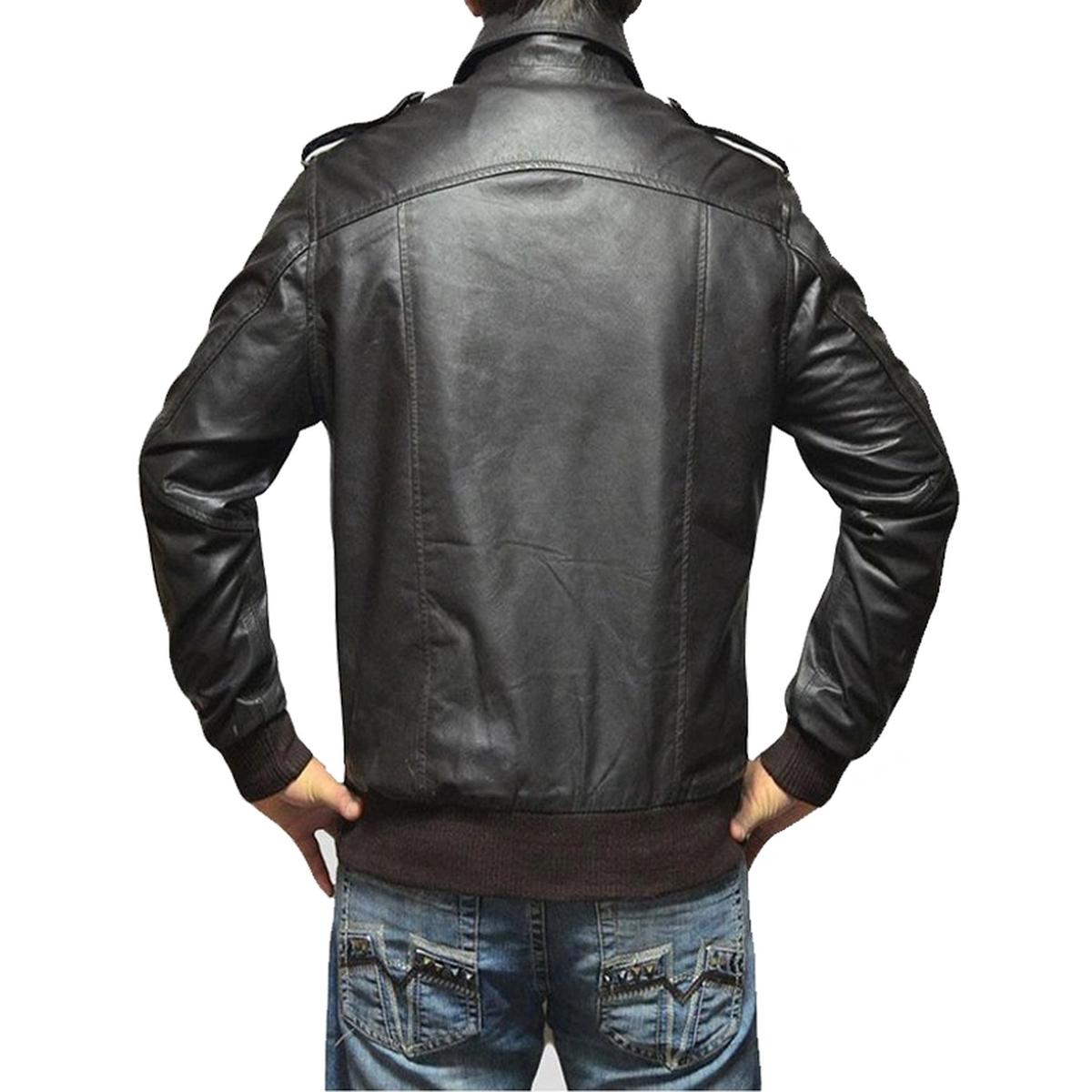 Giacca bomber classica nera da uomo in vera pelle