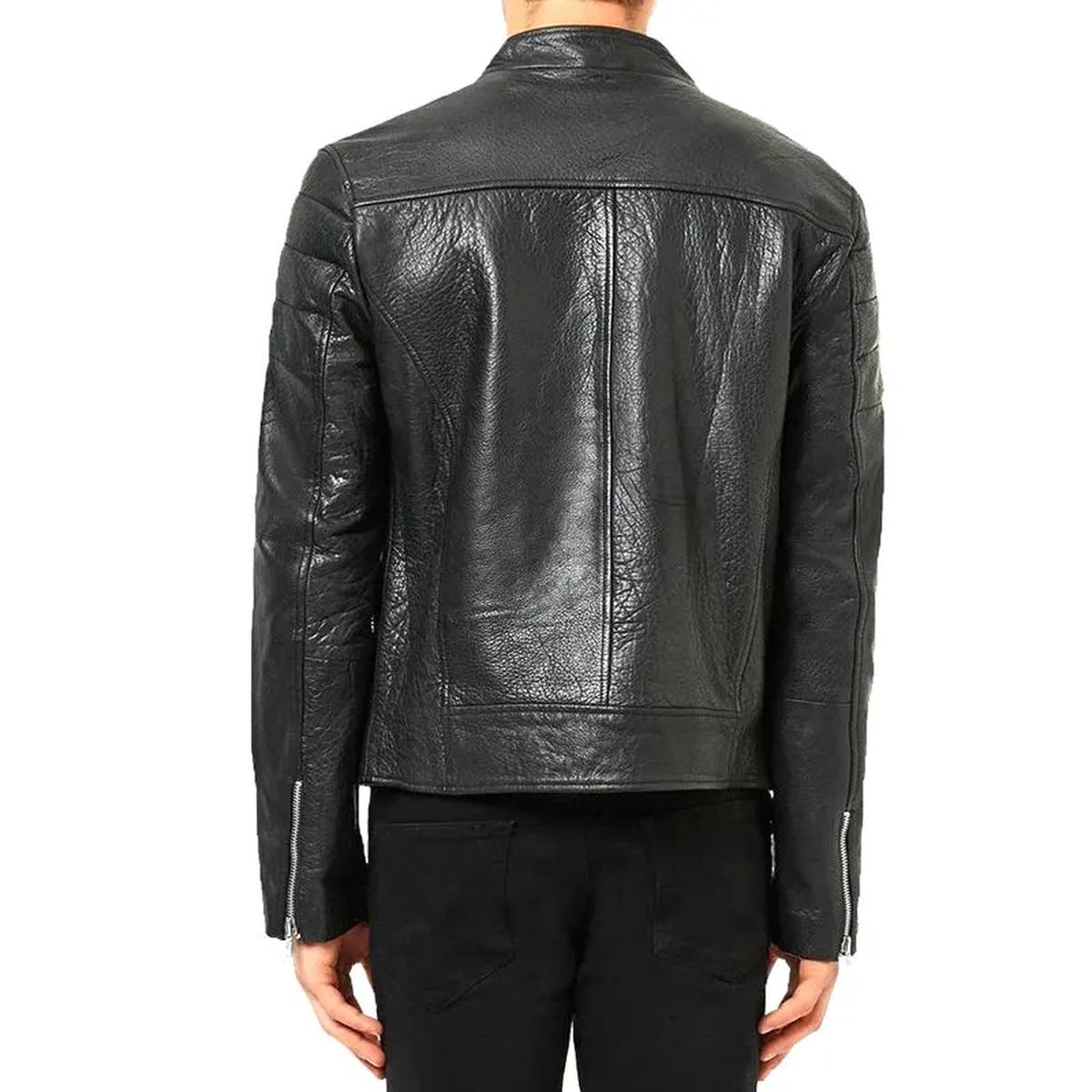 Giacca da motociclista in pelle da uomo alla moda