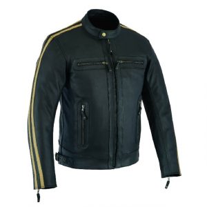 Giacca da motociclista in pelle pieno fiore da uomo