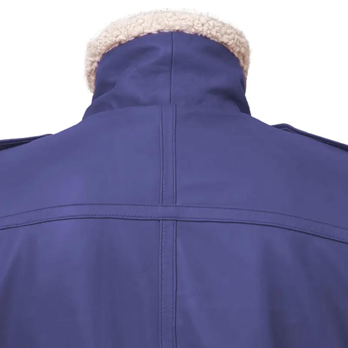 Giacca in pelle con collo in montone da uomo