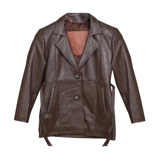 Blazer da uomo in vera pelle marrone cioccolato