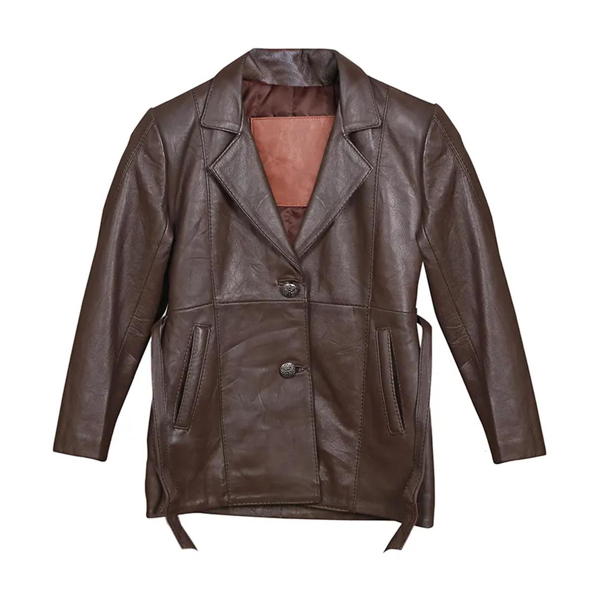 Blazer da uomo in vera pelle marrone cioccolato