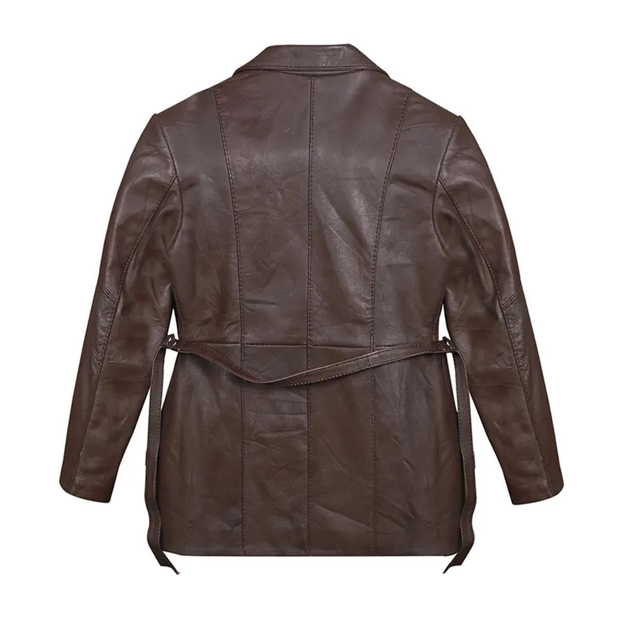 Blazer da uomo in vera pelle marrone cioccolato