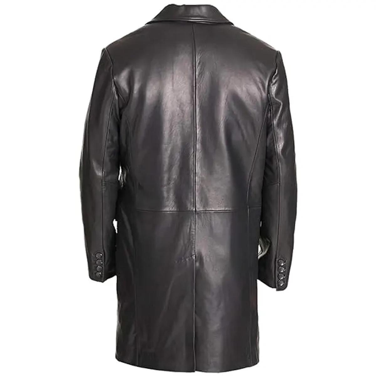 Classico soprabito in vera pelle nera