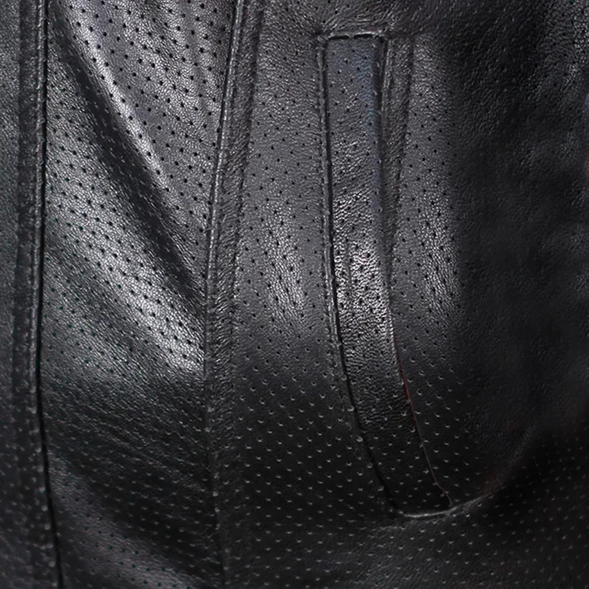 Gilet in pelle di pecora nera da uomo