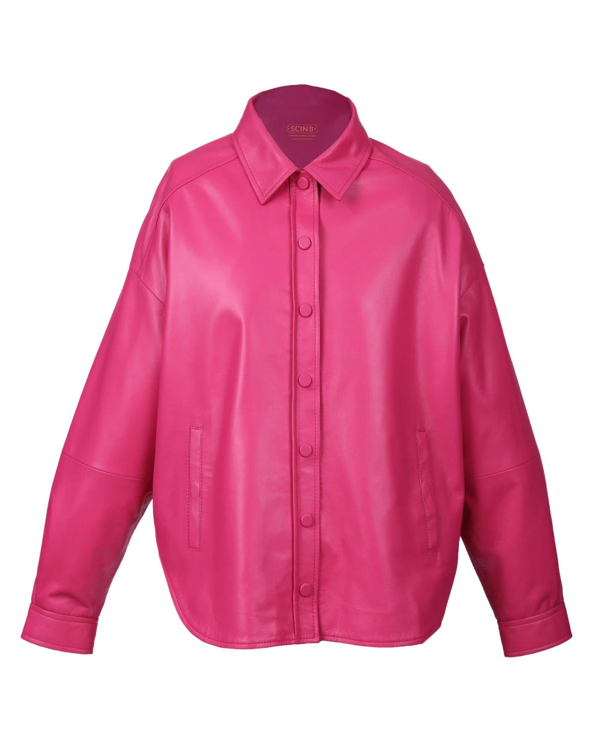 Giacca in pelle di pecora oversize da donna Mia