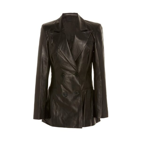 Blazer doppiopetto in pelle di pecora da donna