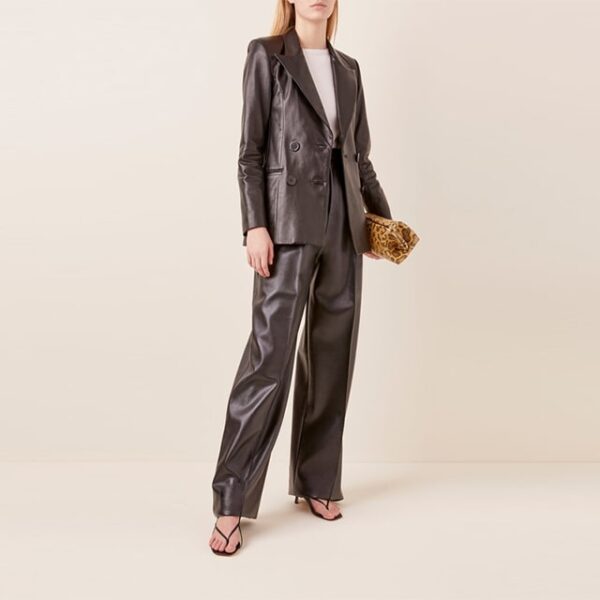 Blazer doppiopetto in pelle di pecora da donna