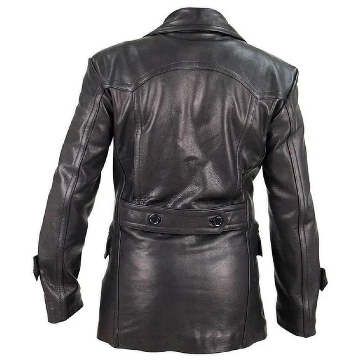 Soprabito in pelle nera in stile vintage