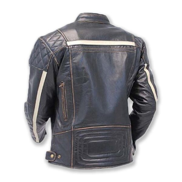 Giacca in pelle grigia da motociclista vintage, stile Café Racer retrò