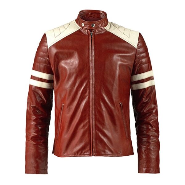 Giacca da motociclista retrò in pelle da uomo Mayhem