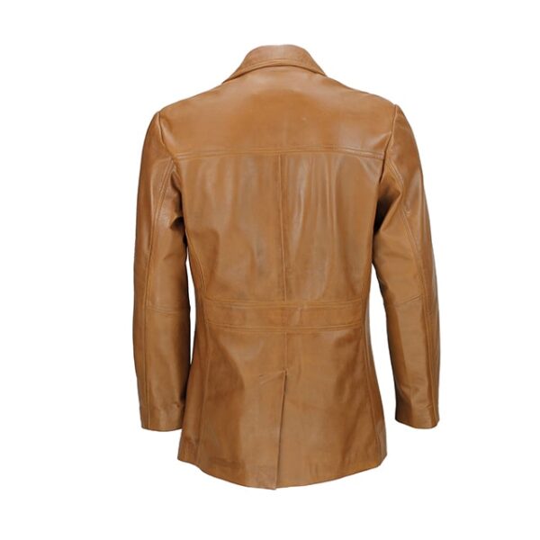 Blazer in pelle stile militare vintage marrone chiaro