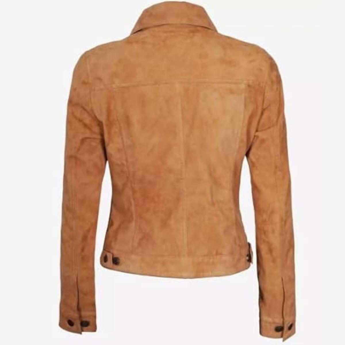 Giacca da camionista in pelle scamosciata da donna