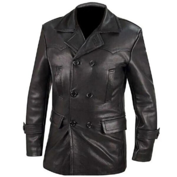 Soprabito in pelle nera in stile vintage