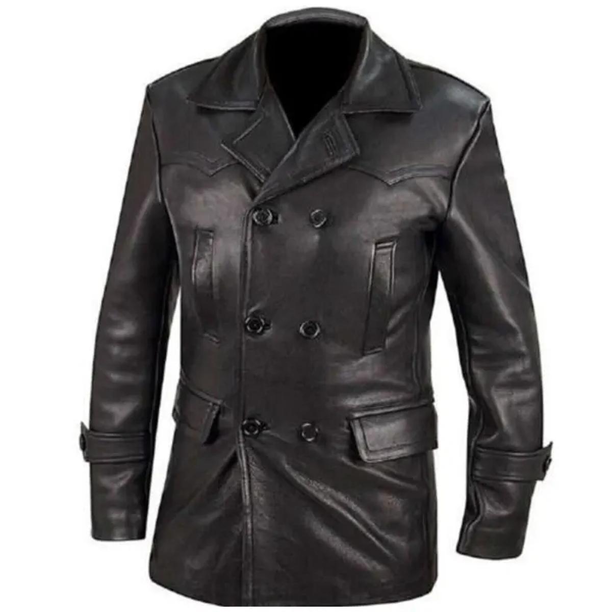 Soprabito in pelle nera in stile vintage
