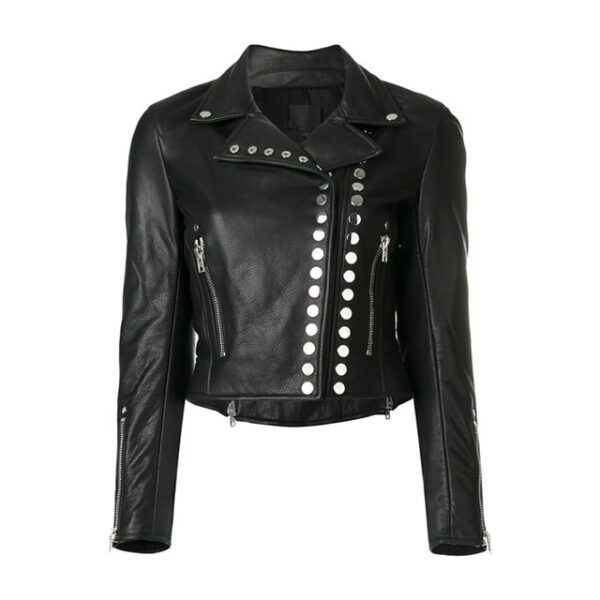 Giacca in pelle nera elegante da donna