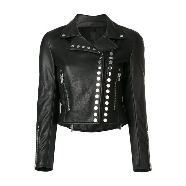 Giacca in pelle nera elegante da donna