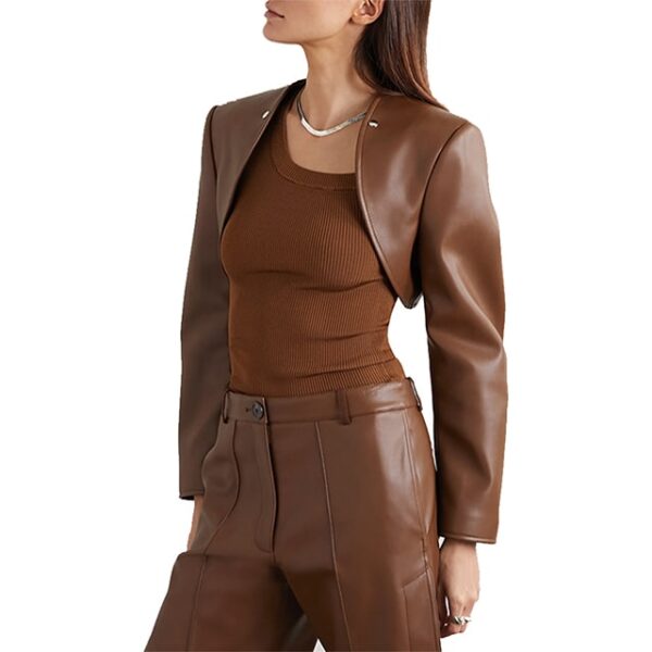 Blazer in pelle di agnello convertibile da donna