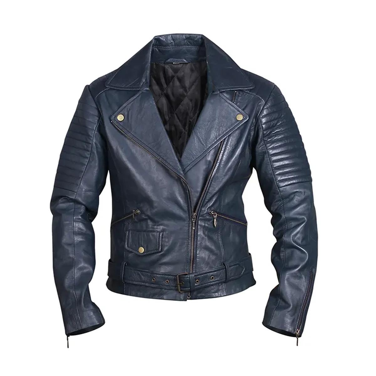 Giacca da motociclista classica in pelle da donna