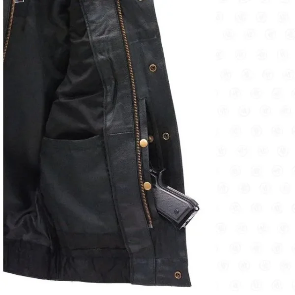 Gilet in pelle nera per uomo