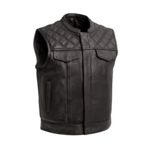 Giacca in pelle trapuntata da uomo