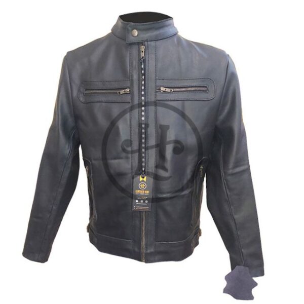 Giacca da motociclista in pelle pieno fiore da uomo