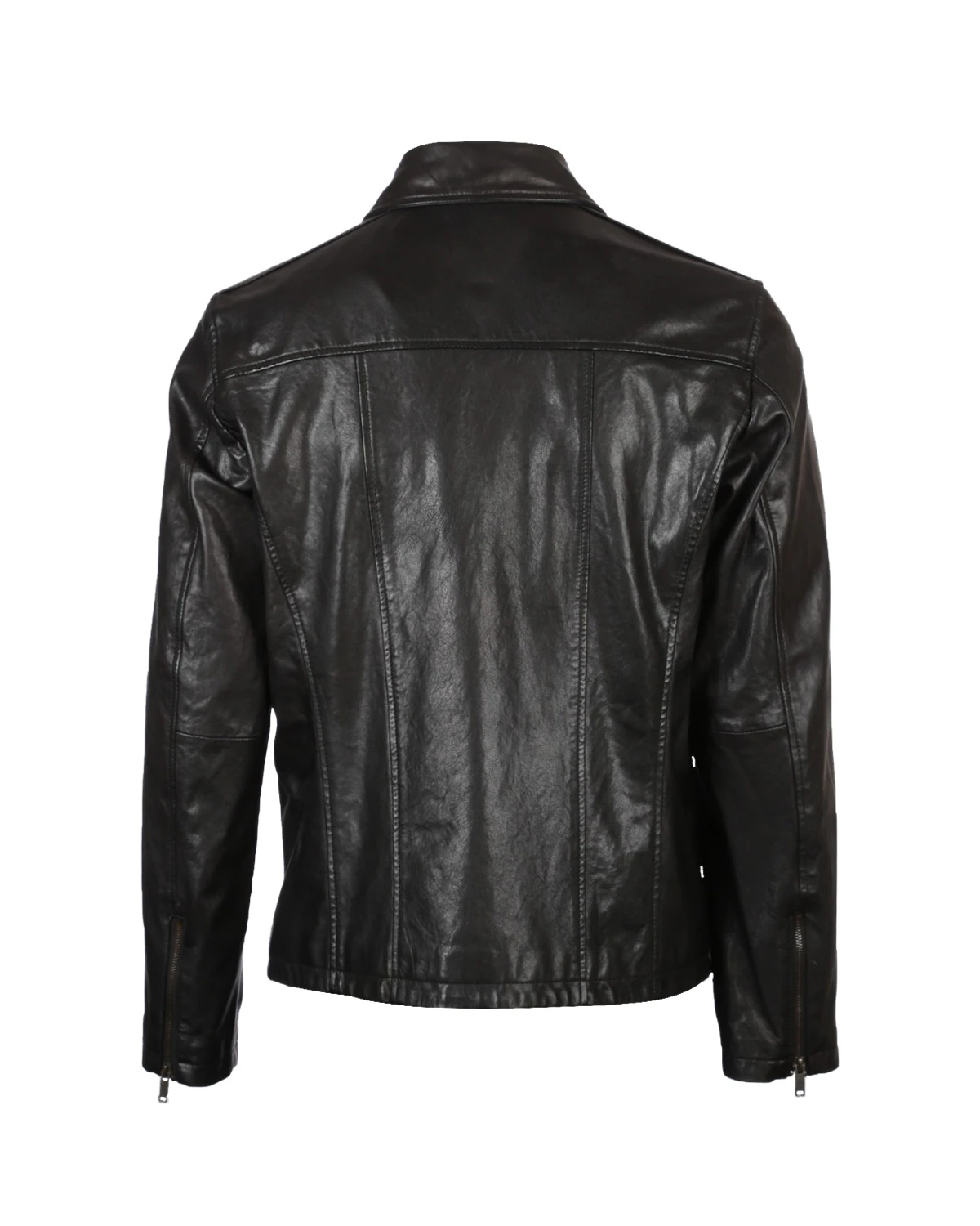 Giacca in pelle da uomo con tasca frontale