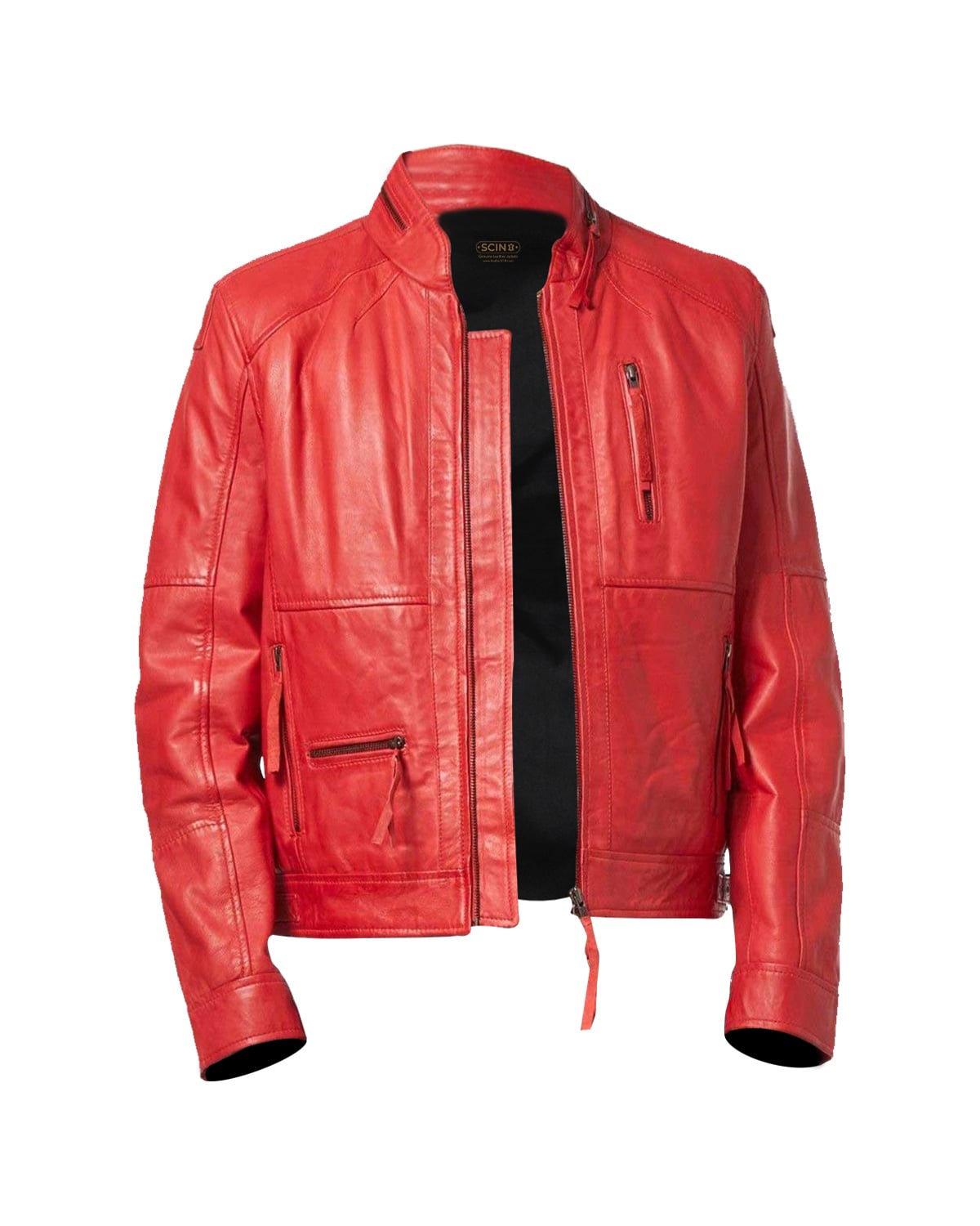 Giacca in pelle da motociclista classica Mike