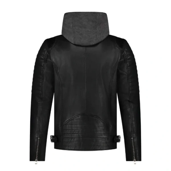 Giacca casual da uomo in vera pelle di agnello con cappuccio rimovibile