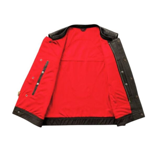 Gilet da motociclista in pelle traforata da uomo