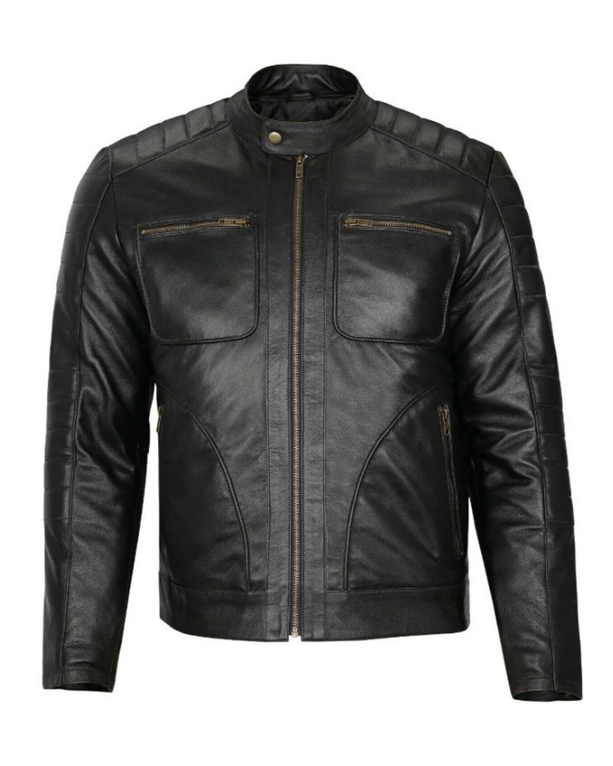 Giacca in pelle da motociclista classica Anthony