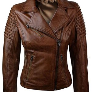 Giacca in pelle da motociclista Alicia