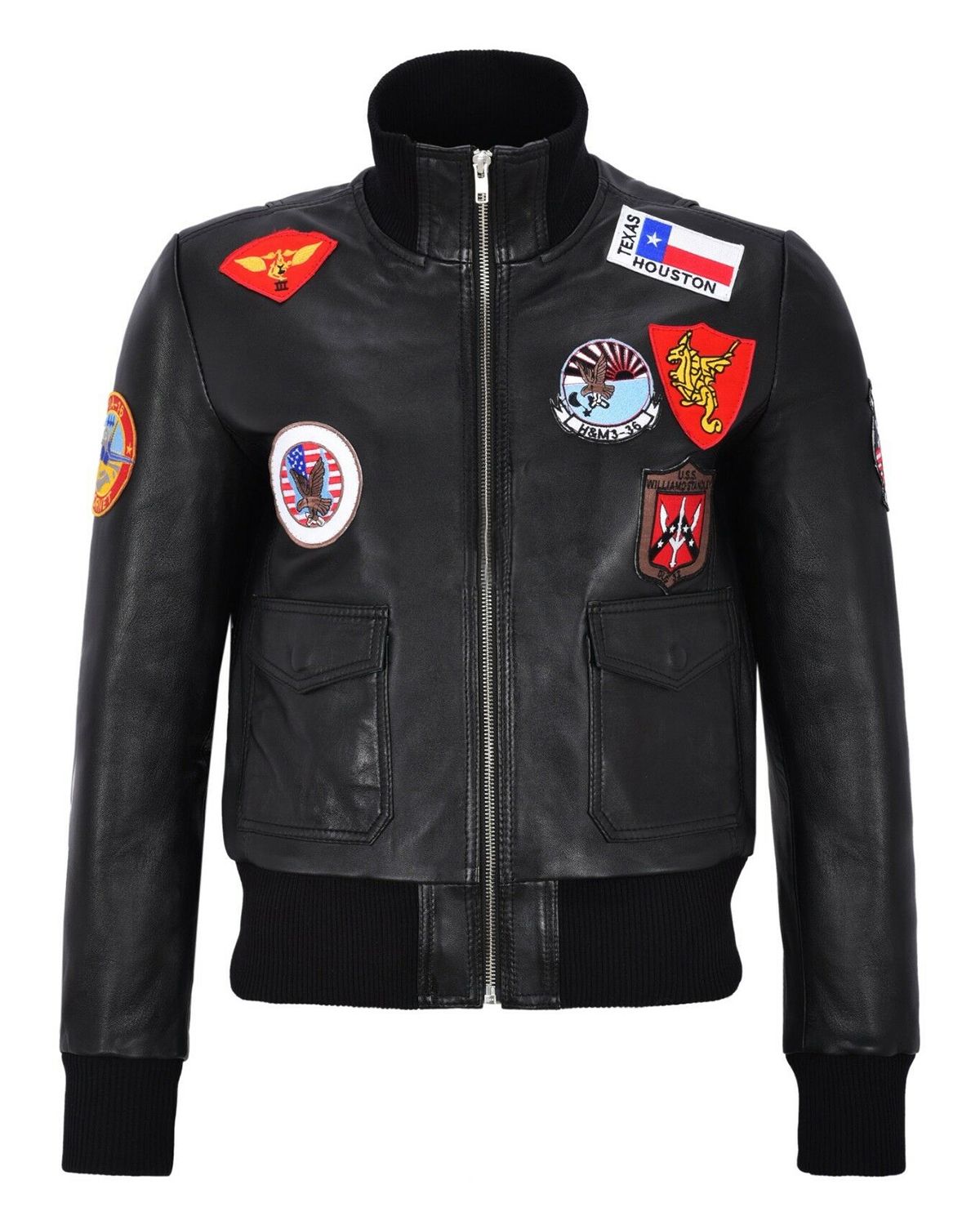 Chaqueta bomber de aviador para mujer, de cuero natural auténtico.