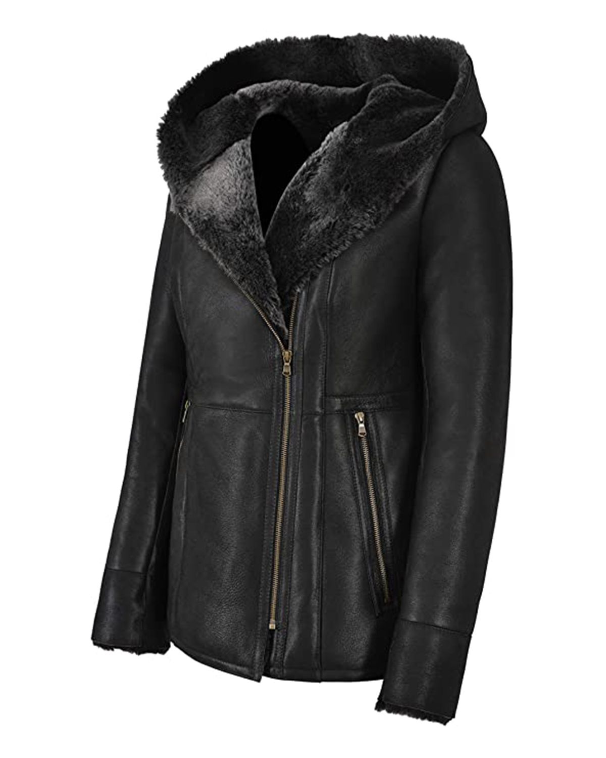 Giacca lunga in pelle Deborah Shearling