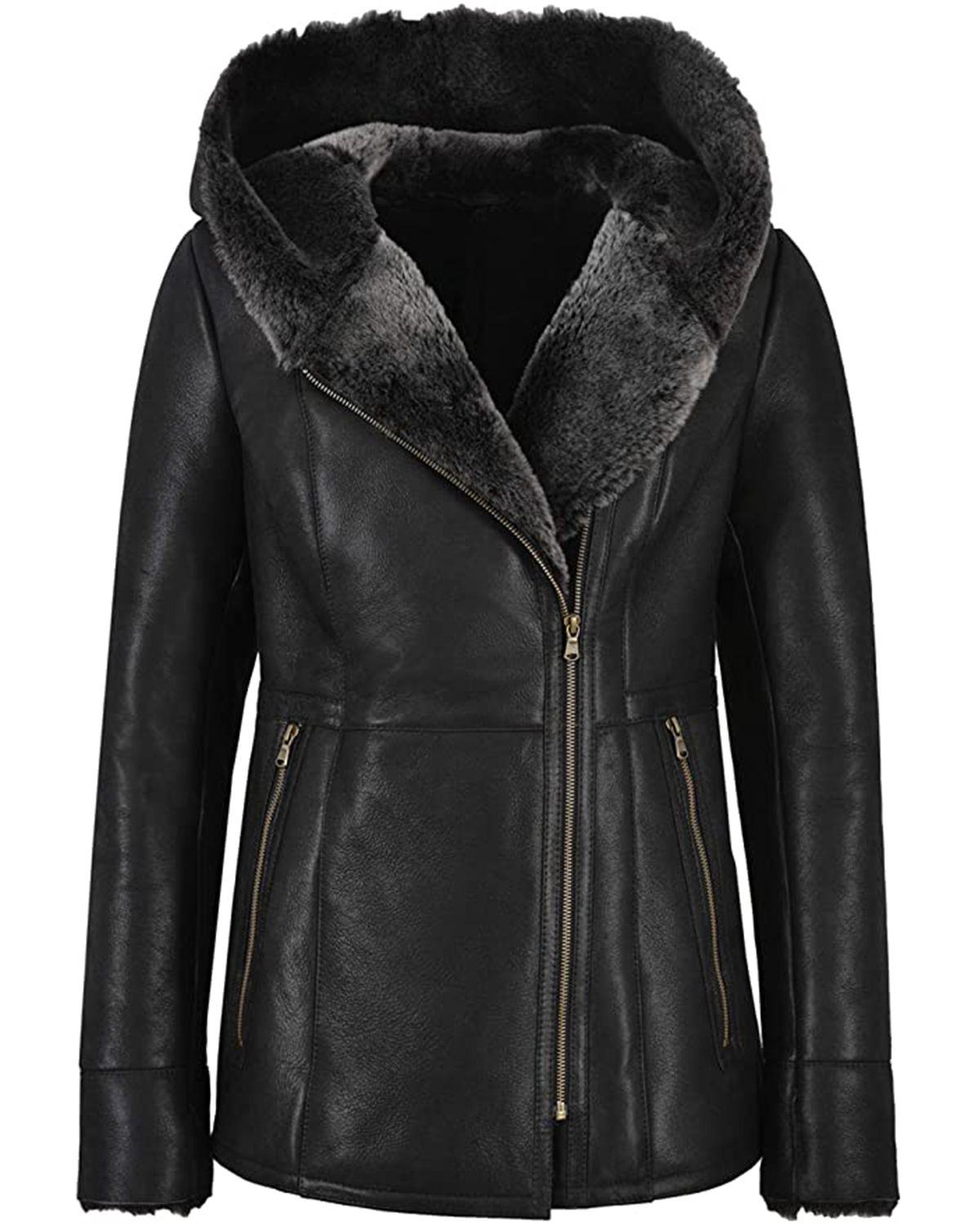 Giacca lunga in pelle Deborah Shearling