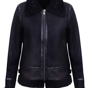 Giacca da motociclista in pelle naturale da aviatore classico da donna